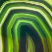 Abstract green and off-white circular composition with concentric spiral bands, resembling layered agate stone, on a dark gray background.