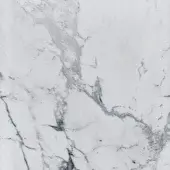 White marble texture with grey veining, polished surface displaying branching silver lines and swirls in a complex, organic pattern.
