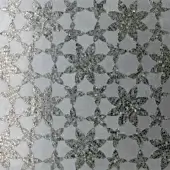 Sicis Vetrite mosaic artwork, grey and silver tones, floral and swirling tile pattern with reflective glass finish.
