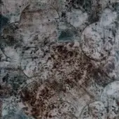 Sicis Vetrite panel, grey glass mosaic, circular pattern with silver lines, distressed texture, mottled grey, brown, and teal tones.