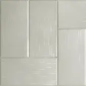 Sicis Vetrite wall panel, glacial gray, features a textured grid of rectangular sections with vertical striations and a subtle sheen.