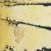 Sicis Vetrite Terrain texture displays muted yellow and orange with distressed black cracks, creating a layered, granular, weathered surface.