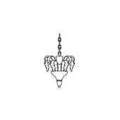Piume suspension lamp, black metal, layered feather design with rounded base and chain suspension for modern lighting.