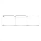 Modular sofa black and white line drawing, rectangular cushions, minimalist design, geometric form, simple backrest detail, clean lines.