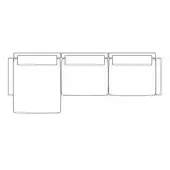 Modular sofa black and white line drawing, three rectangular units, contemporary design, minimalist aesthetic, technical illustration.