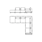 Giorgetti Nereide sectional sofa line drawing, black on white, showing curved armrest and corner storage unit with recessed cabinets.