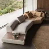 Superior Cierre1972 Montgomery sectional with light beige textile and quilted warm tan modules crafted in Italy