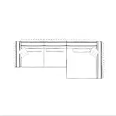 Modular sectional sofa, loden composition a, L-shape with chaise, black line drawing, rectangular cushions, square pillows, minimalist design.