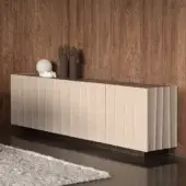 Distinguished Cierre1972 Dune sideboard with neutral beige synthetic material and delicate vertical fluting in a matte finish