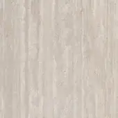 Beige travertine stone texture with vertical linear striations, displaying granular pores and crystalline structures in creamy white and tan tones.