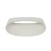 Die cast aluminum bonnet, white, rounded rectangular shape with central circular cutout and smooth matte finish, studio shot.