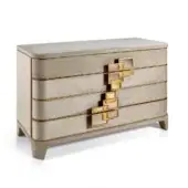 Superior Sicis Don Giovanni dresser in sumptuous Nabuk textile with refined metal profiles and coated detailing