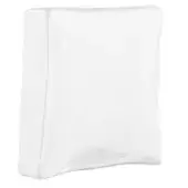 White abstract sculpture with a matte finish and uneven, rounded edges against a solid white backdrop.