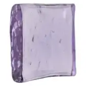 Textured object resembling a book with white and purple crystalline material, uneven edges, layered geological appearance.