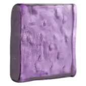 Amethyst glass tile with rounded edges, displaying a purple, rippled pattern and glossy finish against a white backdrop.
