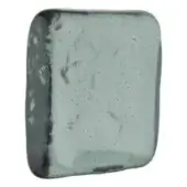 Irregular viridian resin object with mottled gray and black markings, glossy finish, softly rounded edges, and translucent texture on white background.
