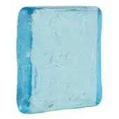 Translucent tiffany blue glass block with rounded edges, textured surface, and subtle opacity variations against a white backdrop.