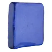Cobalt blue square tile with glossy finish, irregular edges, and slight granular texture against a white background.