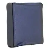 Blue ceramic tile with irregular edges, glossy finish, and mottled texture displayed on a white background.