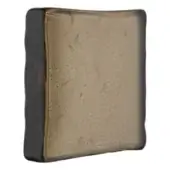 Tile, brown translucent surface, irregular shape with mottled inclusions and dark border, rustic texture, artisanal quality, 23b brown shaded tobacco.