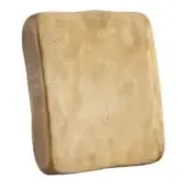 Ceramic tile, satin brown, rounded edges with mottled finish and subtle hairline crack, smooth porous texture, uneven surface.
