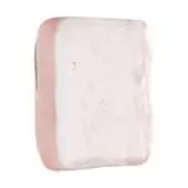 Rosaline soap bar, pale pink, organic shape with textured surface and worn edges, matte finish, translucent quality, studio lighting.