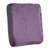 Amethyst satin object, square form, textured surface, organic edge, mottled purple tones, studio product shot, white background.