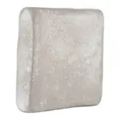 Irregular metallic tile with a textured, mottled surface and rounded edges, displaying a distressed silver and pewter coloration against a white backdrop.