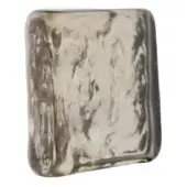 Square mirror, fumé glass, rippled surface with smoky gray and silver tones, curved edges, glossy and frosted textures, white background.