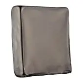 Metallic black nickel sculptural element, rectangular form with softened edges, high-gloss polished finish, minimalist design against white backdrop.