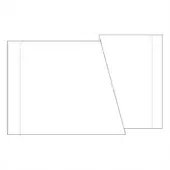 Abstract geometric composition of adjoining rectangles and a diagonal line in neutral tones against a white backdrop, suggesting spatial arrangement.