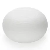 White spherical ottoman, “bianca,” features concentric dimpled texture, matte finish, molded material, studio product shot, neutral lighting.