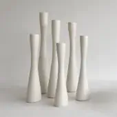 Exclusive Rina Menardi Flauti vase, a handcrafted accent in baked clay with incised lines and a matte finish