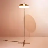 Luxury Sicis Amaretto floor lamp crafted with sleek metal and exquisite blown glass elements in shiny black nickel and champagne tones