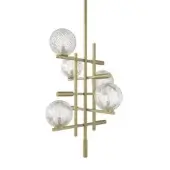 Distinguished Sicis Tris Murano suspension lamp crafted in champagne metal with delicate Murano glass spheres and balanced proportions