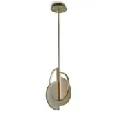 Superior Sicis Venus suspension lamp with a sleek brass body and radiant backlit Vetrite glass in a champagne finish