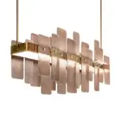 Superior Sicis Oscar Chandelier lamp crafted in brass with frosted glass elements and antique bronze finish
