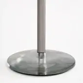 Mirror base, stainless steel and crystal, cylindrical tube with circular convex platform, brushed finish, clear reflective surface.