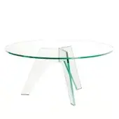 Exceptional Glas Italia Crystal table crafted in transparent glass with a mirror-polished stainless steel base and UV bonded finish