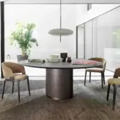 Superior Potocco Otab table crafted in Canaletto walnut with bronzed brass detail and matte finish