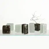 Distinguished Glas Italia Opalia vases crafted from textured translucent green fused glass with polished surfaces