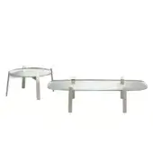 Superior Glas Italia 5 O'Clock coffee table with extra-clear glass and hand-silvered perimeter in a nickel finish