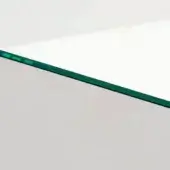 Tempered glass section, dark green tint, beveled edge, displayed against a light gray backdrop with subtle light reflections.