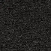 Black fabric sample with dense woven texture, featuring subtle gray geometric motifs in a repeating pattern and matte finish.