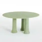 Distinctive Glas Italia Babar table crafted in recycled glass grit and glass shards with advanced polymers and a matte pastel jade finish