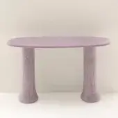 Elegant Glas Italia Babar console crafted in lavender from recycled glass grit and plant-based polymers with a textured matte finish