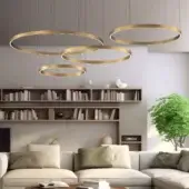 Superior Euroluce Profile suspension lamp with concentric rings crafted in metal and satin finish providing layered illumination