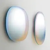 Distinguished Glas Italia Shimmer mirror crafted from extralight glass with degrading silvering and iridescent multichromatic finish