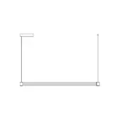 Pendant light, dark gray metal, linear design with rectangular segments suspended from a ceiling mount and connected by thin rods.