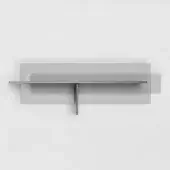 Wall-mounted light fixture, brushed metal and frosted glass, rectangular panel with horizontal and vertical bar accents.